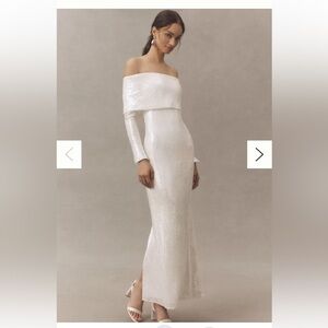 Mare Mare Long-Sleeve Off-Shoulder Sequin Stretch Knit Maxi Dress